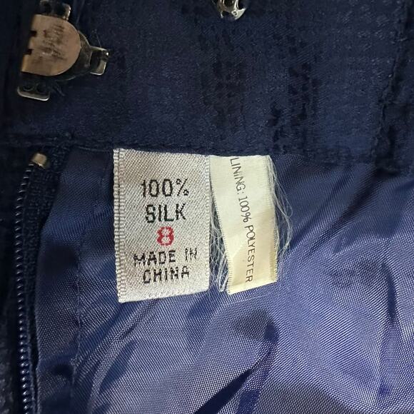 Vintage Navy Blue 100% Silk Pencil Skirt – Women’s Size 8 - Picture 5 of 5